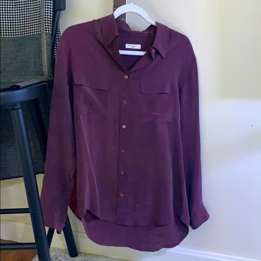 Equipment purple silk shirt